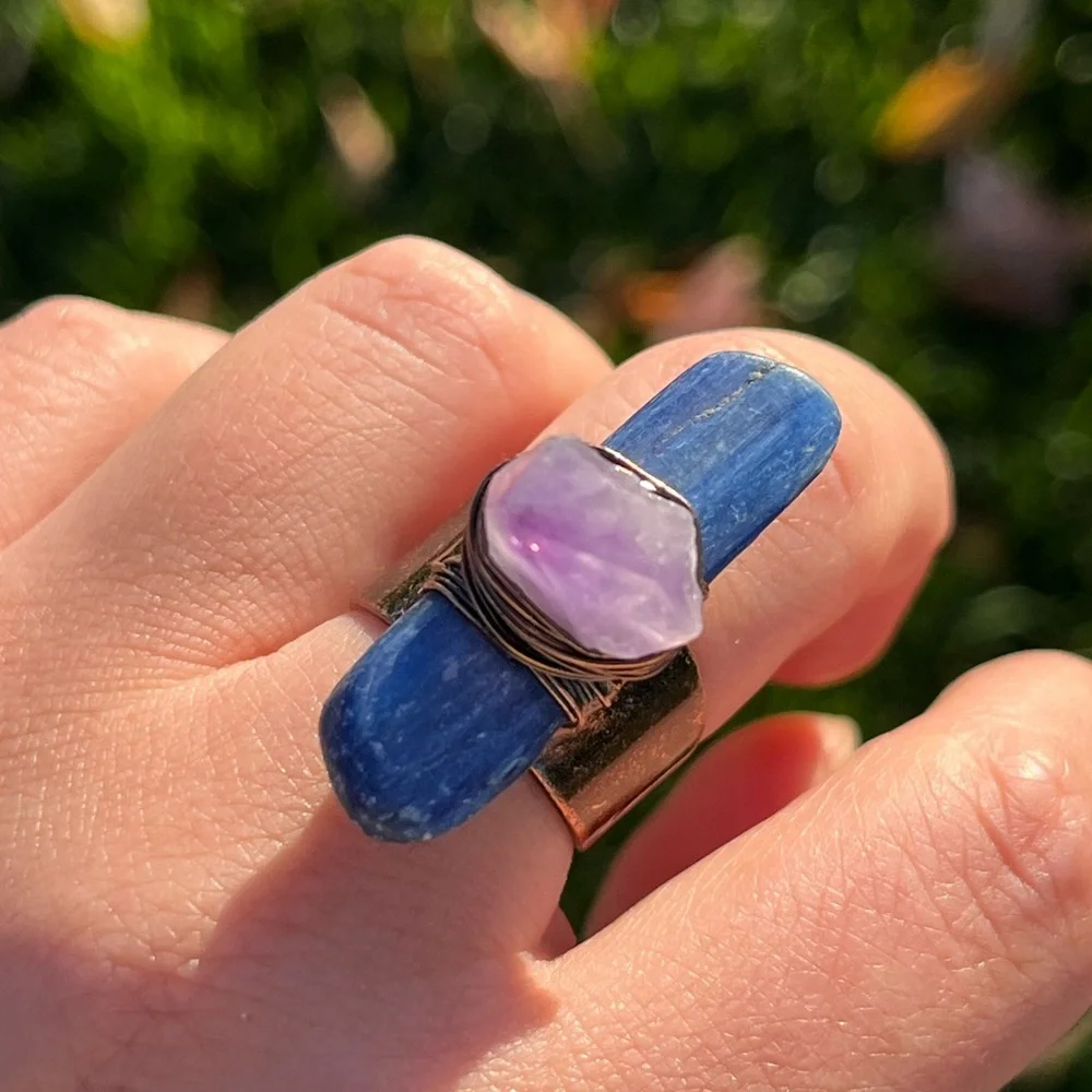 Copper amethyst kainite ring size 6, size‎ 7